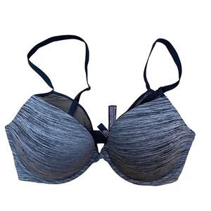 Victoria’s Secret Padded‎ Plunge Mesh Detail Gray Marled Black 36dd VS Sexy